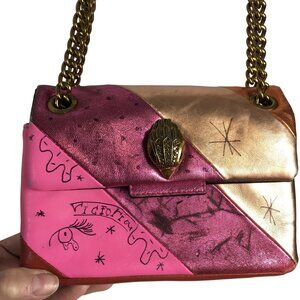 Kurt Geiger Mini Kensington Bag Crossbody Pink Gold Upcycled Graffiti